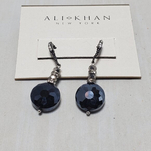 Ali Khan glass faceted bead with rhinestone dangle earring - Picture 1 of 7